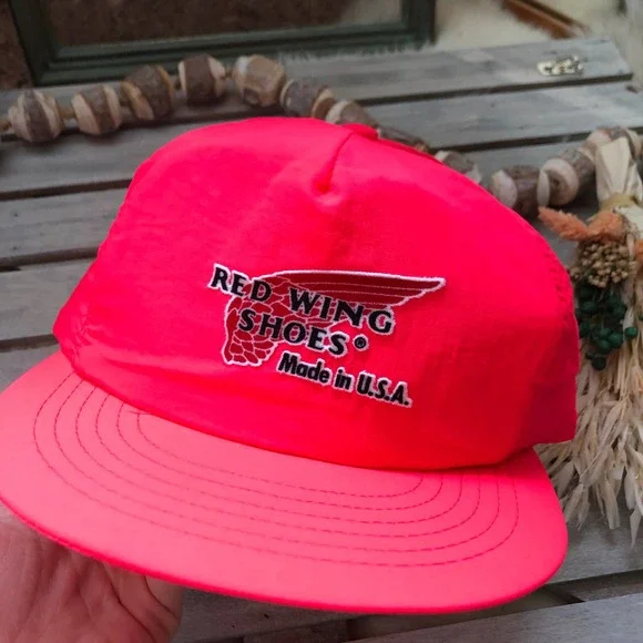 Vintage Rare Red Wing Shoes USA Heritage Boots Swingster Hat Pink Snapback - Picture 2 of 5